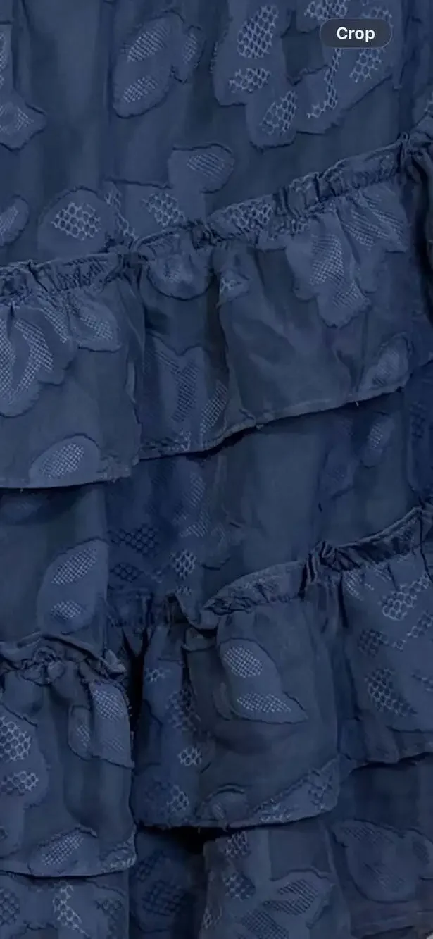 LC Lauren Conrad Blue Floral Jacquard Smocked Waist Ruffle Mini Skirt XXL NWT